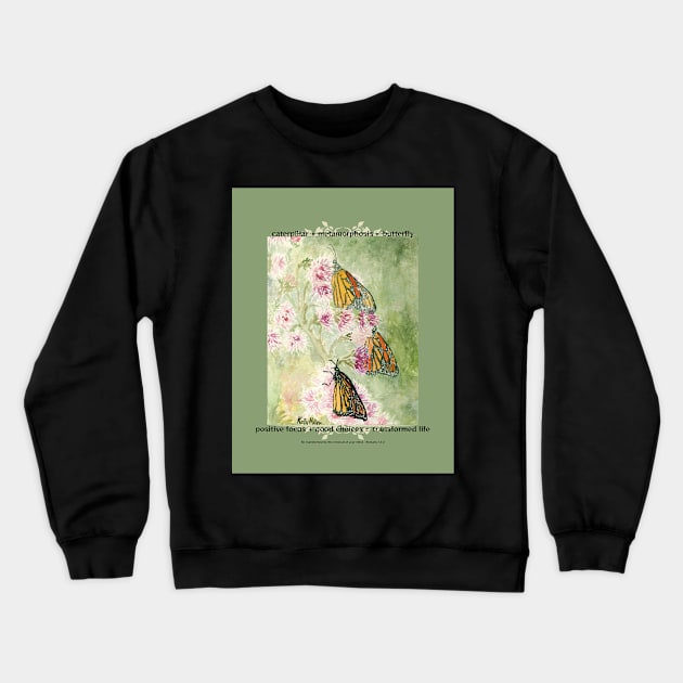 3 Monarch Butterflies Crewneck Sweatshirt by KellyMillersArt